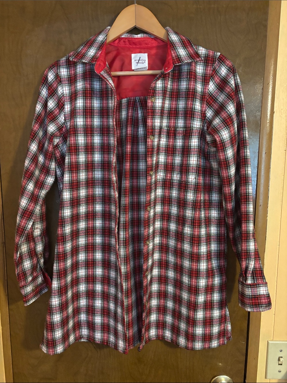 Plaid Button-Front Longline Cardigan Sweater - Red Plaid